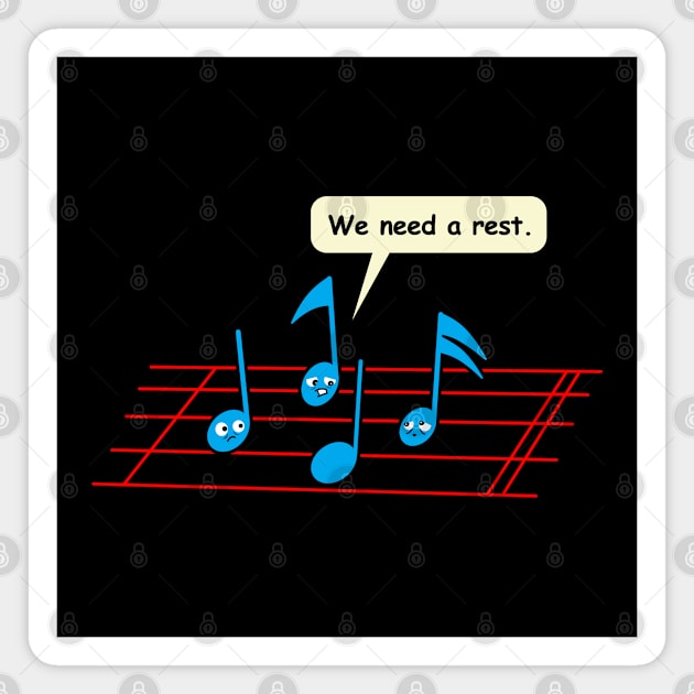 Funny Music Notes Staff Original Musician Clever Cartoon Gift For Musicians And Music Teacher Magnet by BoggsNicolas